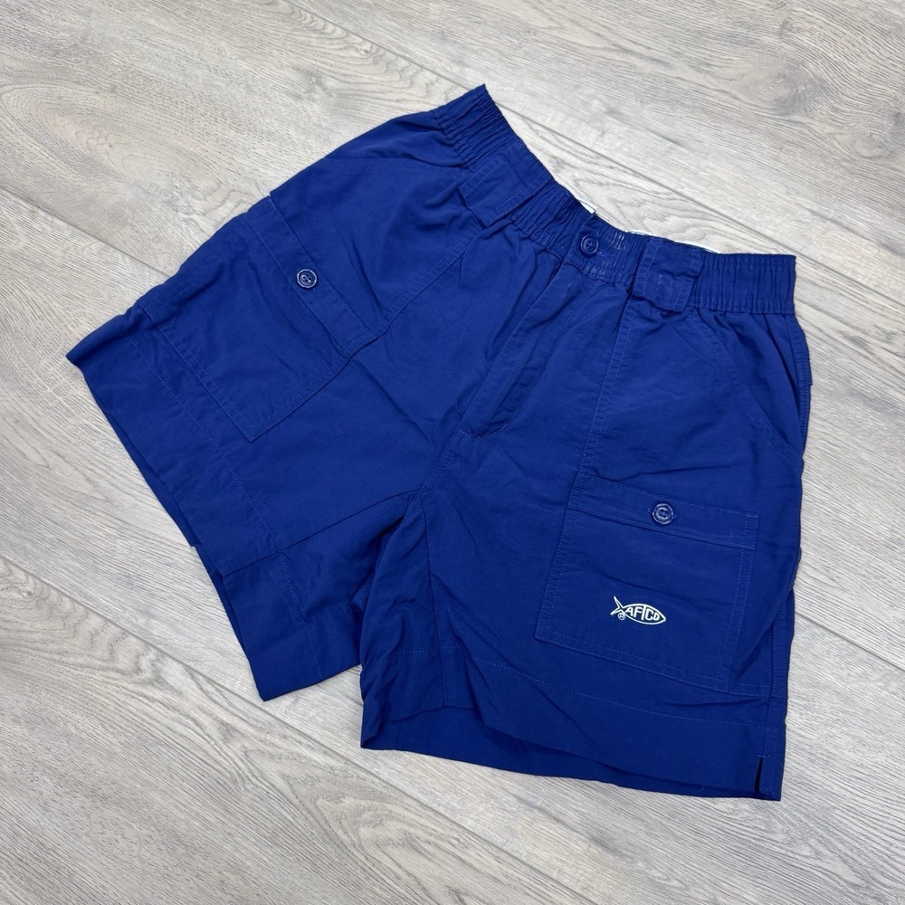 Aftco Fishing Shorts Navy Blue Men's Sz 30 Pockets Boating READ
